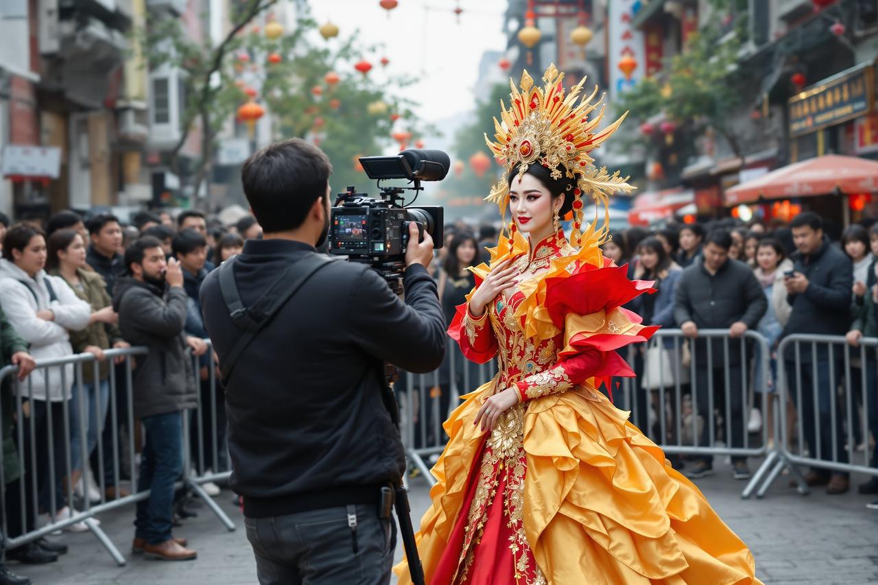 现场直击：某剧组外景拍摄引围观，女主造型惊艳路人狂拍照 - 51视频吃瓜官网