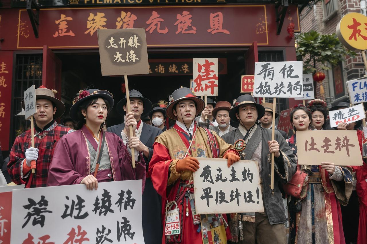 现场直击：某影视城古装群演大规模罢工，烈日下举牌控诉 - 51视频吃瓜官网
